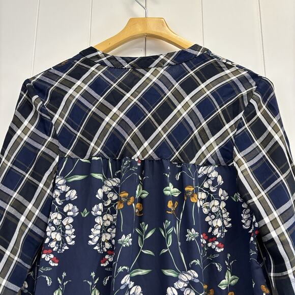 Figueroa &‎ Flower Womens Boho Indie Plaid Floral High Low Top Size M Cottage - Picture 9 of 9
